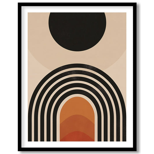 Elevate your space with this stunning mid-century modern artwork, featuring a bold sun and layered for sanctuary