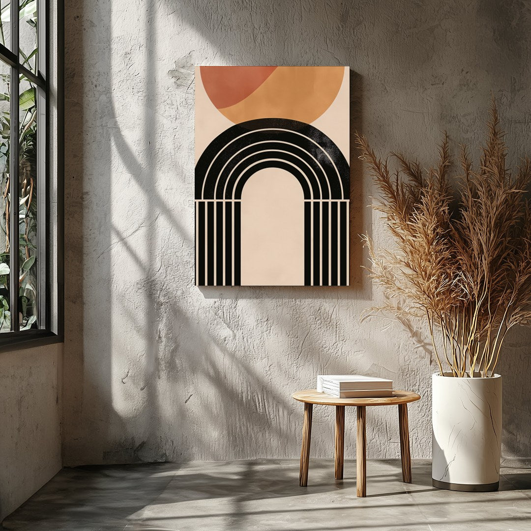This captivating piece blends geometric elegance with earthy tones, creating a striking balance of for Entrance