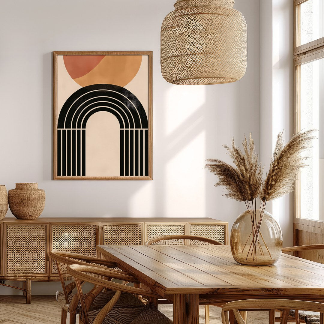 This captivating piece blends geometric elegance with earthy tones, creating a striking balance of for Extra Kitchen