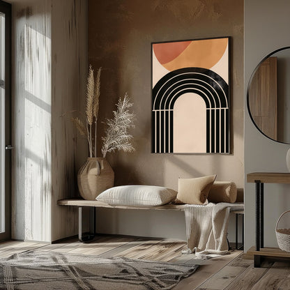This captivating piece blends geometric elegance with earthy tones, creating a striking balance of for retreat