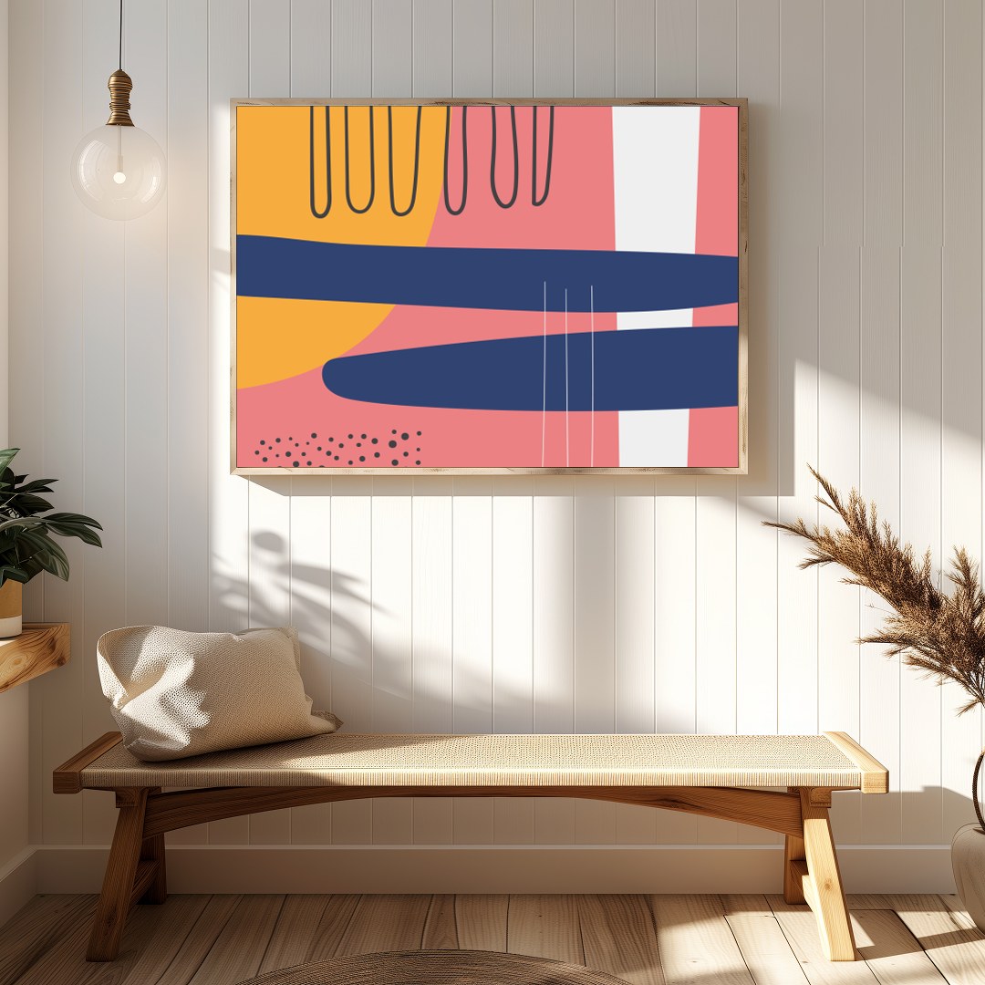 Elevate your space with this stunning abstract design featuring a harmonious blend of vibrant for Hallway