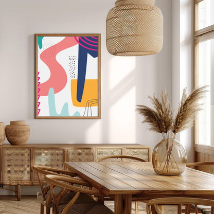 Elevate your space with this vibrant abstract piece, where bold, sweeping lines meet playful for Extra Kitchen