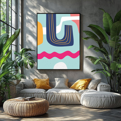 Dive into a vibrant world of rhythm and curves with the Abstract Symphony Waves Canvas. This for Balcony