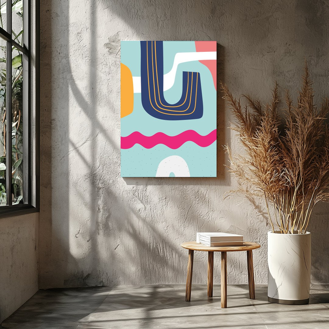 Dive into a vibrant world of rhythm and curves with the Abstract Symphony Waves Canvas. This for Entrance