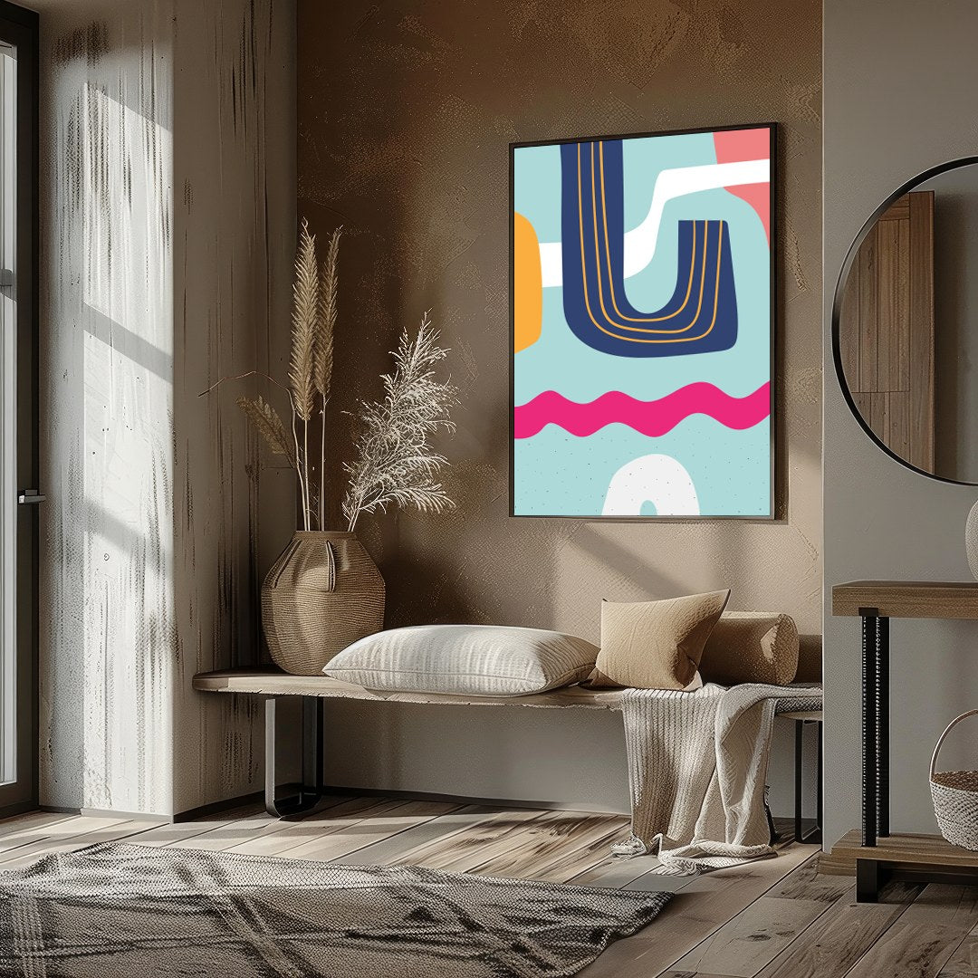 Dive into a vibrant world of rhythm and curves with the Abstract Symphony Waves Canvas. This for living-space