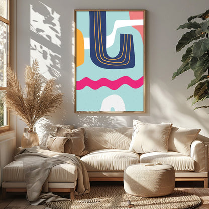 Dive into a vibrant world of rhythm and curves with the Abstract Symphony Waves Canvas. This for Sitting Area