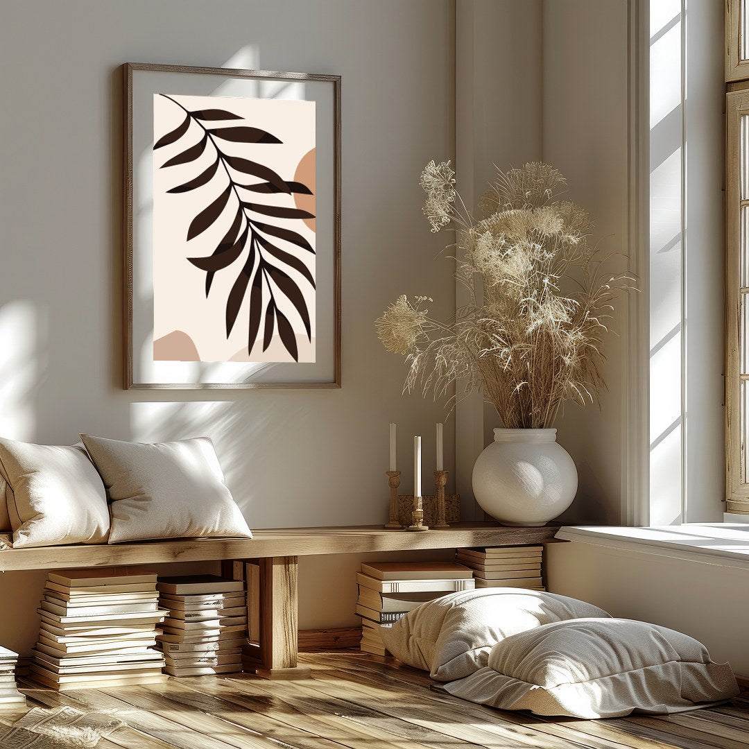 Elevate your space with this minimalist abstract piece featuring earthy tones and organic shapes. for bedroom