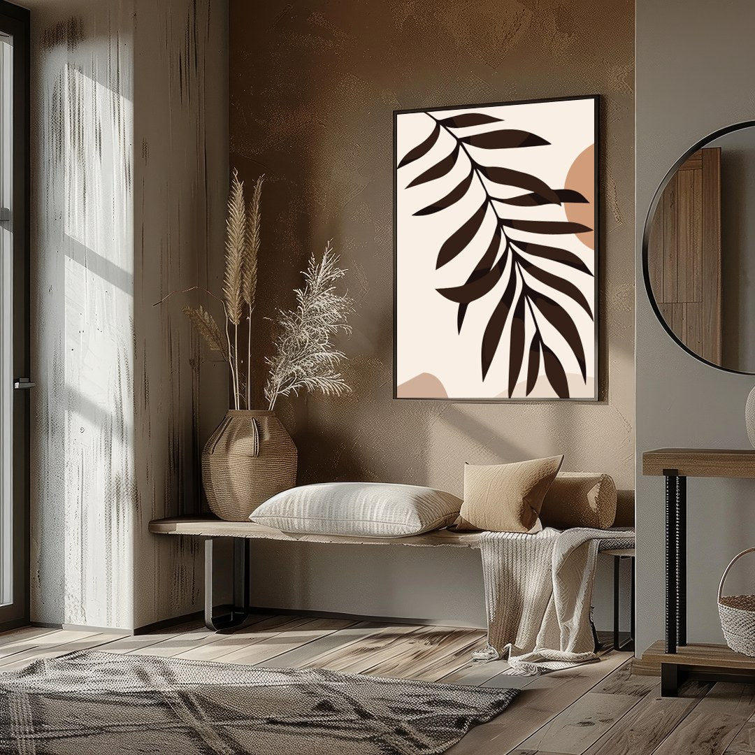 Elevate your space with this minimalist abstract piece featuring earthy tones and organic shapes. for hallway