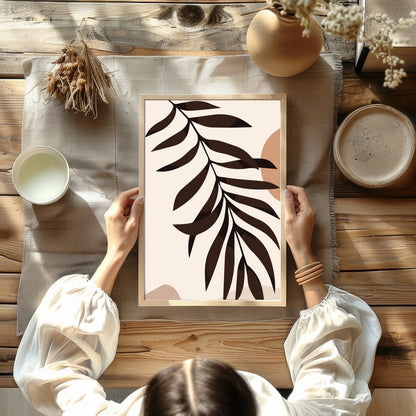 Elevate your space with this minimalist abstract piece featuring earthy tones and organic shapes. for Kitchen