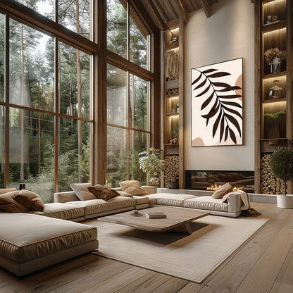 Elevate your space with this minimalist abstract piece featuring earthy tones and organic shapes. for Living Room