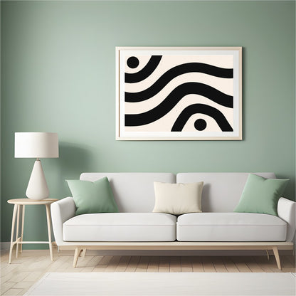 Elevate your space with this striking piece of abstract wall art, featuring bold black waves and for Hall