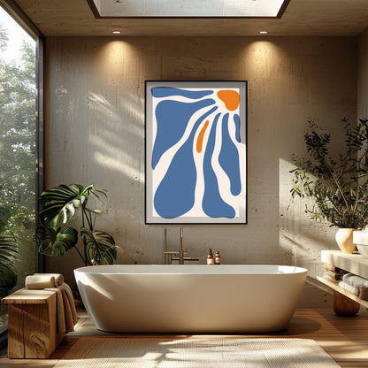 Immerse yourself in the calming flow of 'Abstract Waves of Serenity.' This captivating piece for Bathroom