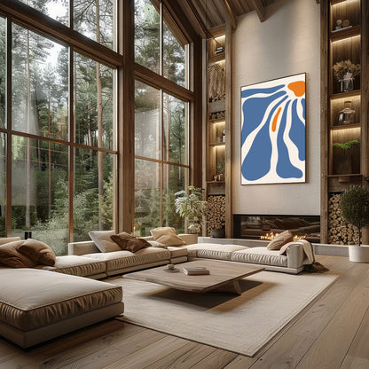 Immerse yourself in the calming flow of 'Abstract Waves of Serenity.' This captivating piece for Living Room