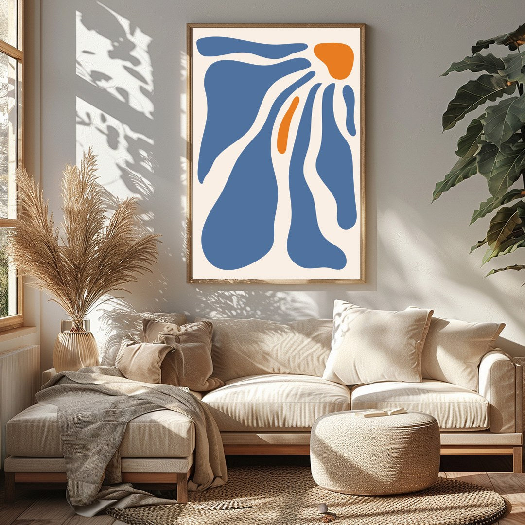 Immerse yourself in the calming flow of 'Abstract Waves of Serenity.' This captivating piece for Sitting Area