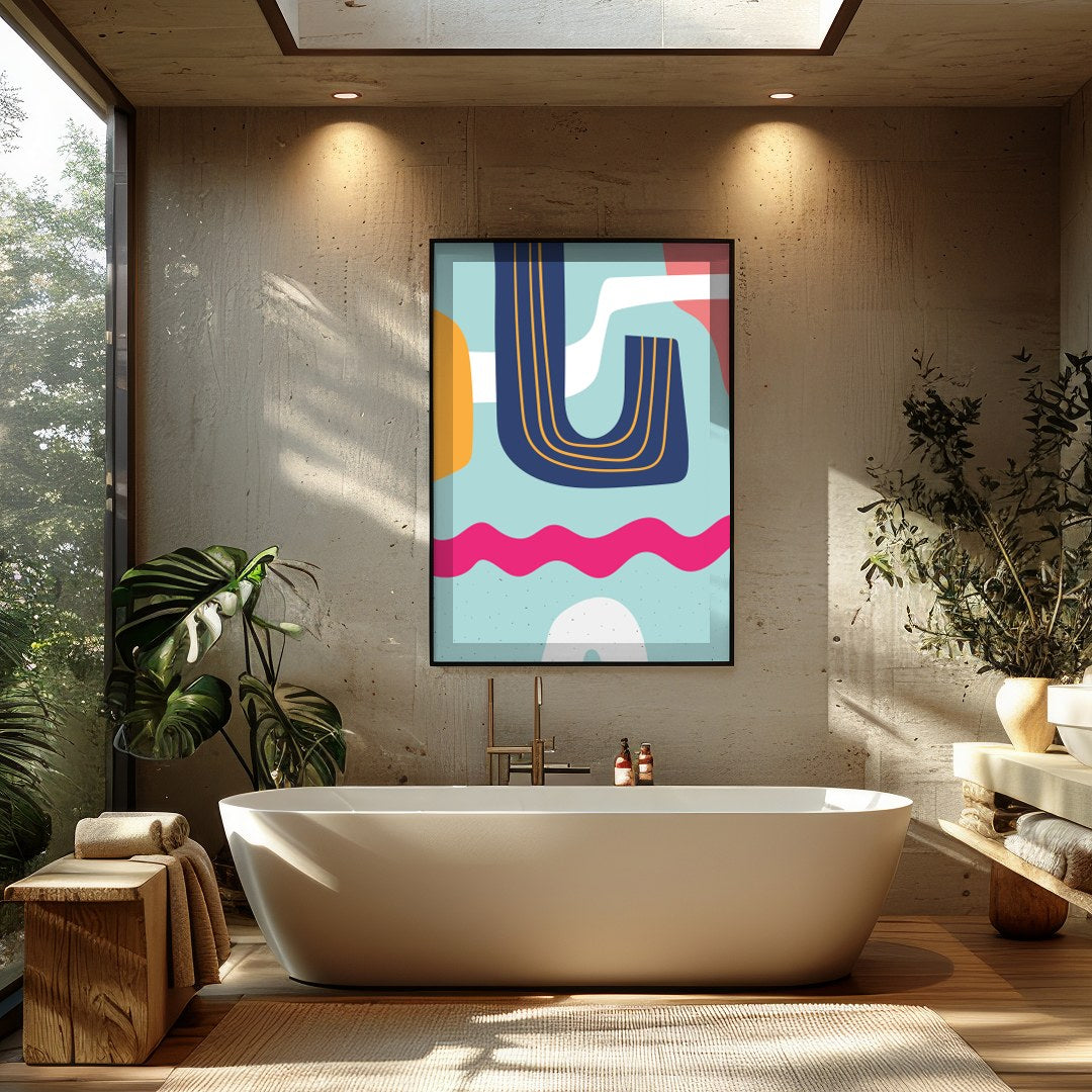 Dive into a vibrant world with the Abstract Waves Symphony. This piece effortlessly combines bold for Bathroom