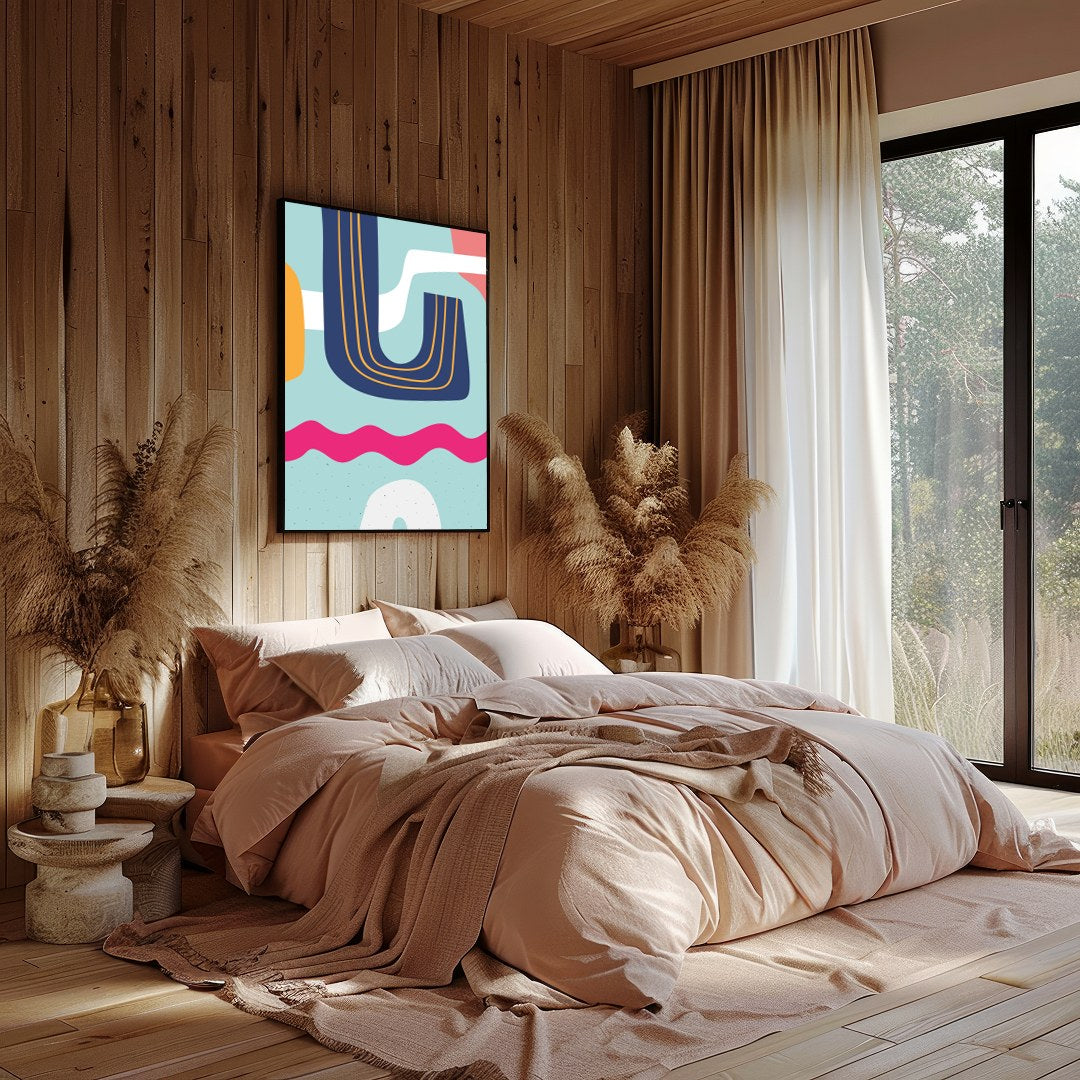 Dive into a vibrant world with the Abstract Waves Symphony. This piece effortlessly combines bold for Bedroom