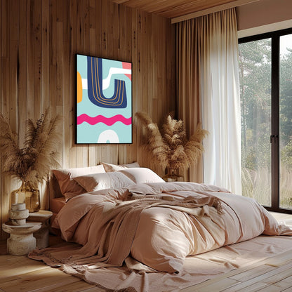 Dive into a vibrant world with the Abstract Waves Symphony. This piece effortlessly combines bold for Bedroom
