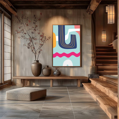 Dive into a vibrant world with the Abstract Waves Symphony. This piece effortlessly combines bold for Hall