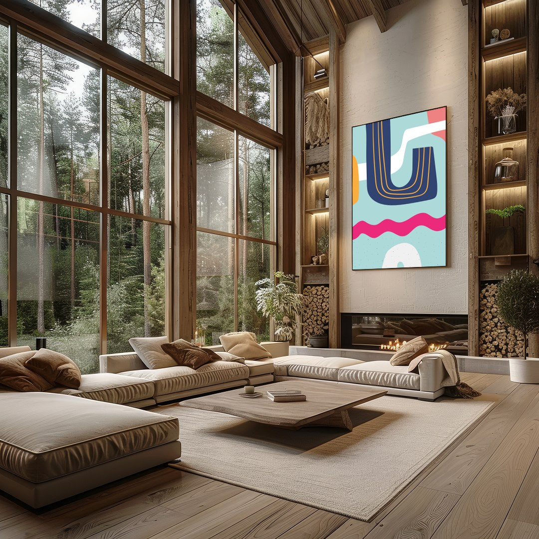Dive into a vibrant world with the Abstract Waves Symphony. This piece effortlessly combines bold for Living Room