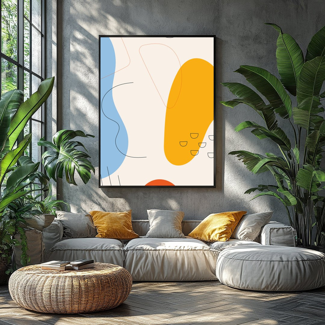 Immerse yourself in the subtle dance of colors and shapes with this captivating abstract piece. for Balcony