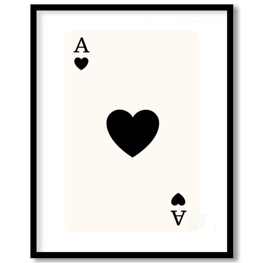 This image displays a classic playing card: the Ace of Hearts. The card is white with a clean, simp… for house