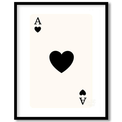 This image displays a classic playing card: the Ace of Hearts. The card is white with a clean, simp… for house