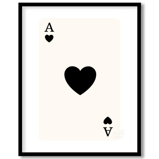 This image displays a classic playing card: the Ace of Hearts. The card is white with a clean, simp… for house