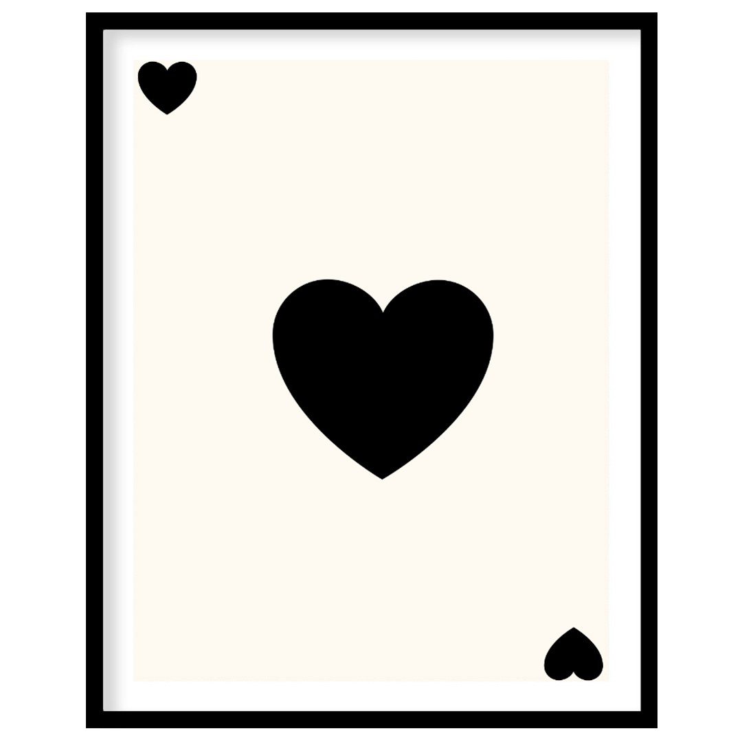 This image displays a classic playing card: the Ace of Hearts. The card is white with a clean, simp… for house