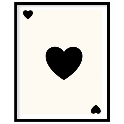 This image displays a classic playing card: the Ace of Hearts. The card is white with a clean, simp… for house