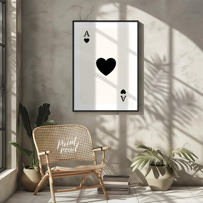 This image displays a classic playing card: the Ace of Hearts. The card is white with a clean, simp… for other