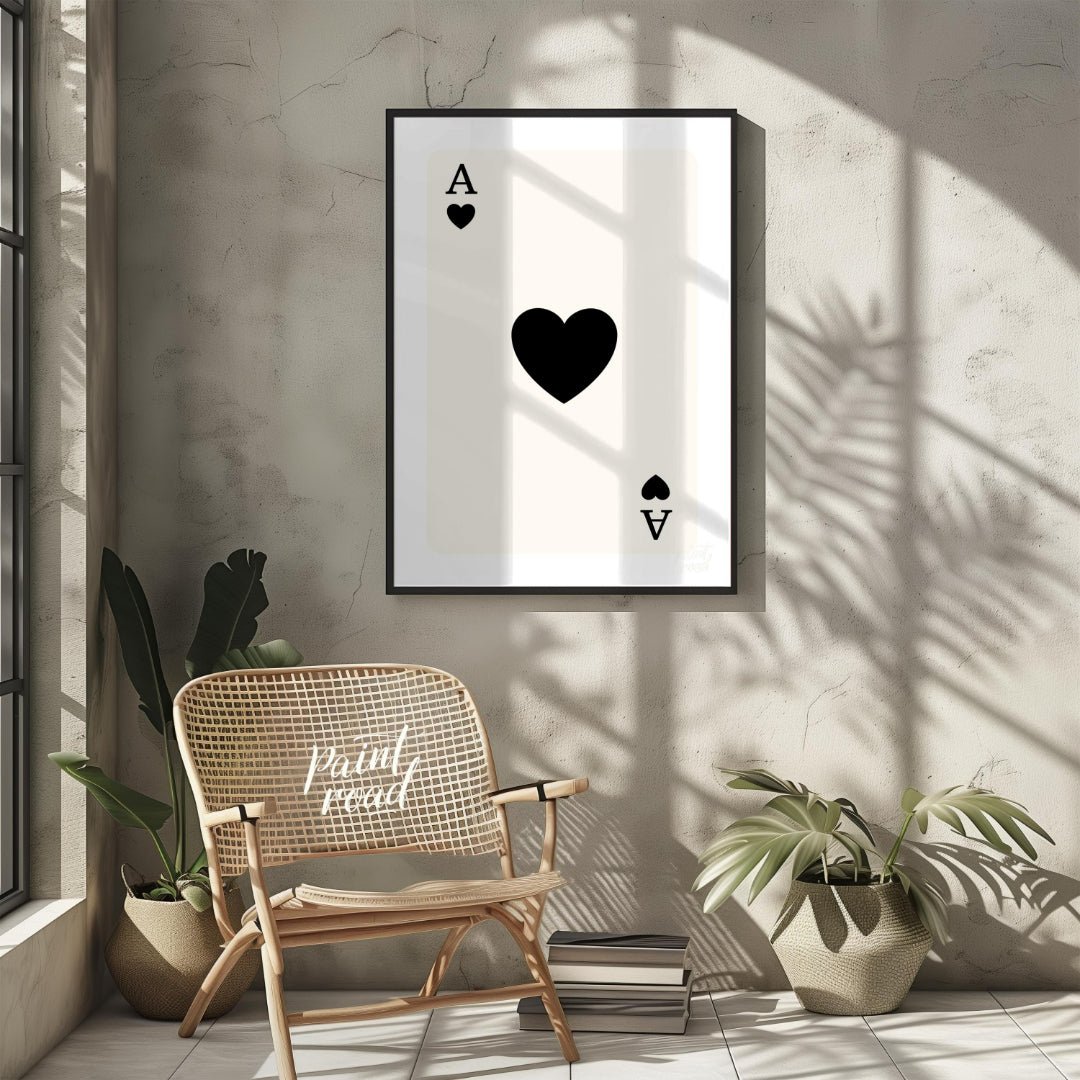 Ace of Hearts Painting available online at Paintroad showing Ace of Hearts black and white and card art