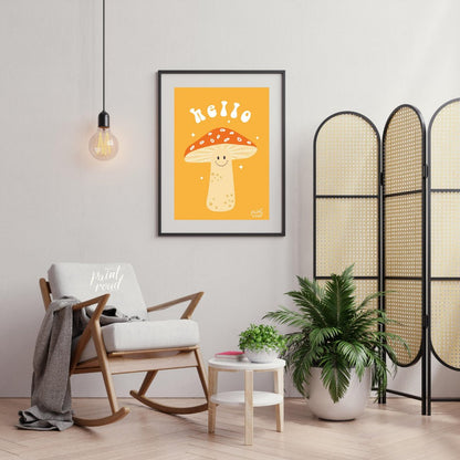 Adorable Hello Mushroom Painting available online at Paintroad showing adorable baby room and bright