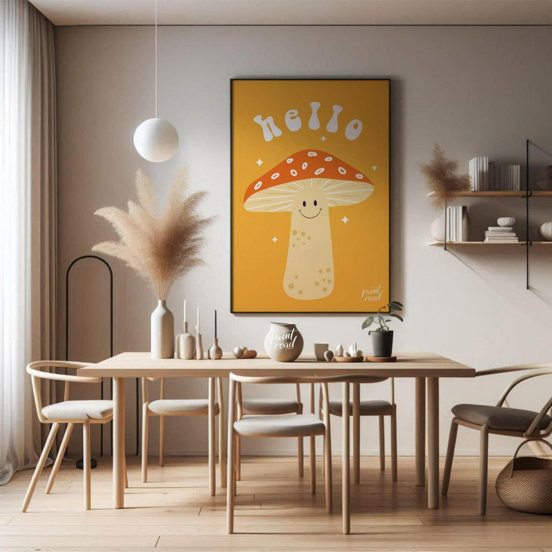 Adorable Hello Mushroom Painting available online at Paintroad showing adorable baby room and bright