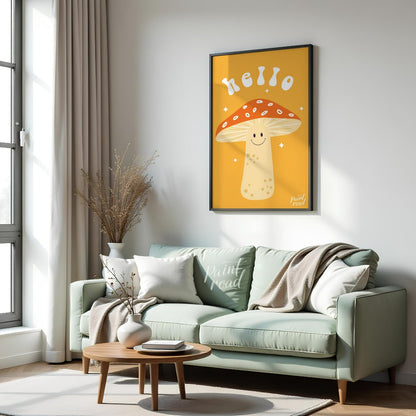 Adorable Hello Mushroom Painting available online at Paintroad showing adorable baby room and bright