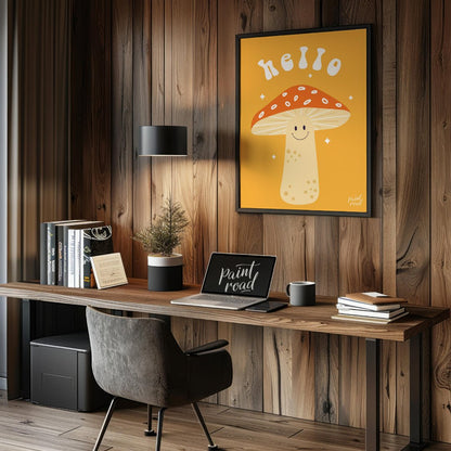 Adorable Hello Mushroom Painting available online at Paintroad showing adorable baby room and bright