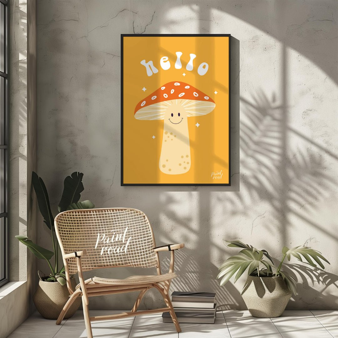 Adorable Hello Mushroom Painting available online at Paintroad showing adorable baby room and bright