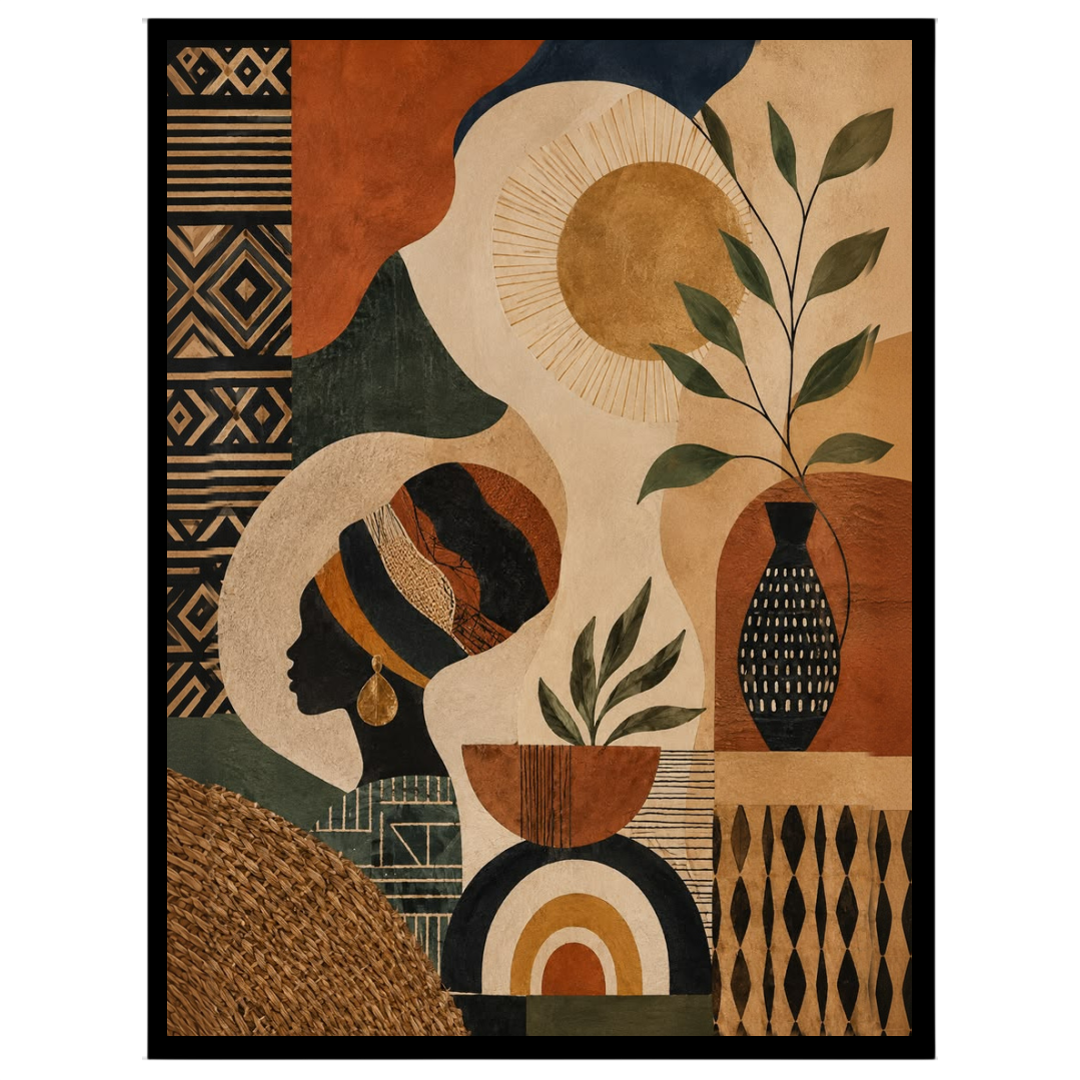 Immerse yourself in the captivating interplay of shadows and sun with this stunning boho art print. for loft