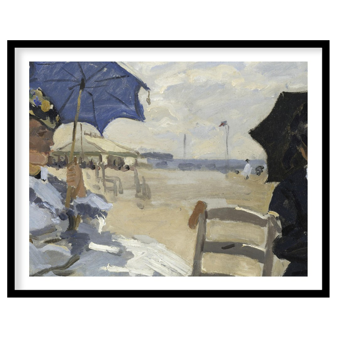This stunning artwork captures a tranquil afternoon by the sea, with figures elegantly seated under for loft