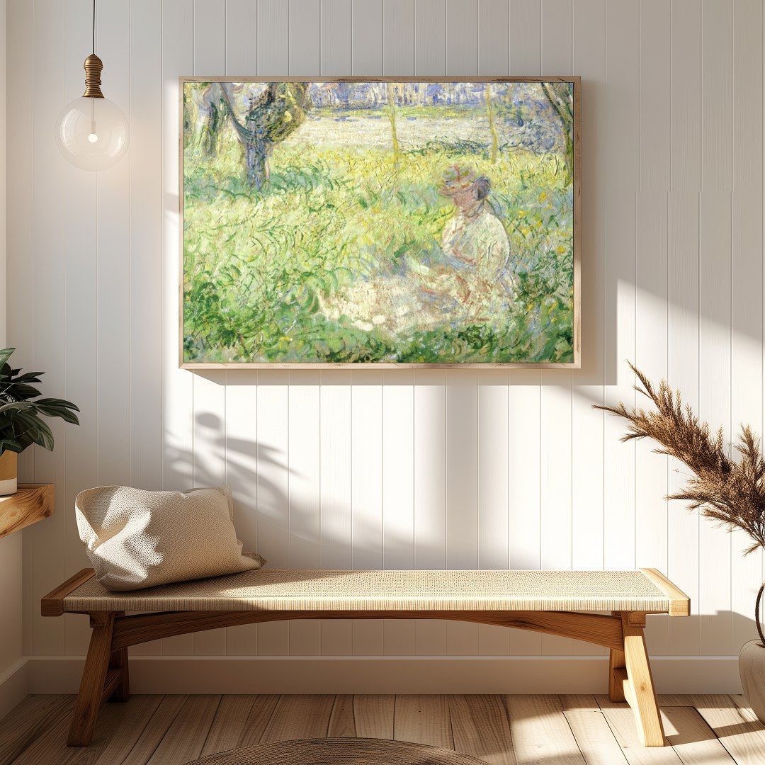 Experience the tranquil charm of this Impressionist masterpiece, capturing a serene woman amidst a for Hallway