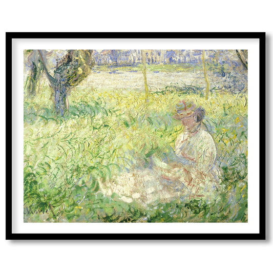 Experience the tranquil charm of this Impressionist masterpiece, capturing a serene woman amidst a for interior