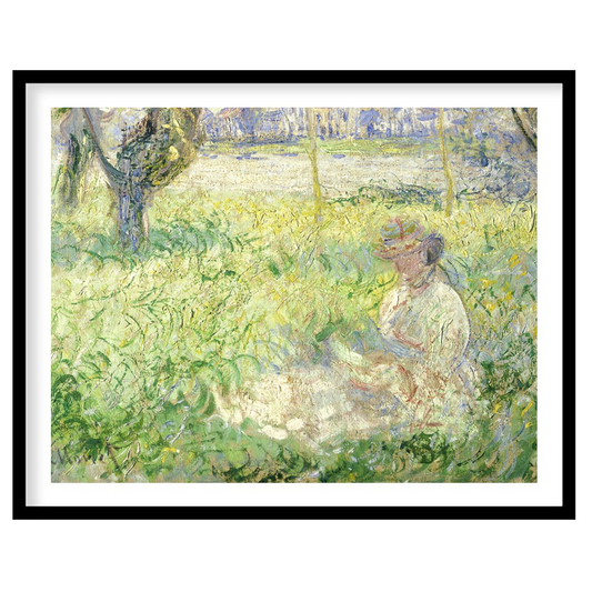 Experience the tranquil charm of this Impressionist masterpiece, capturing a serene woman amidst a for interior