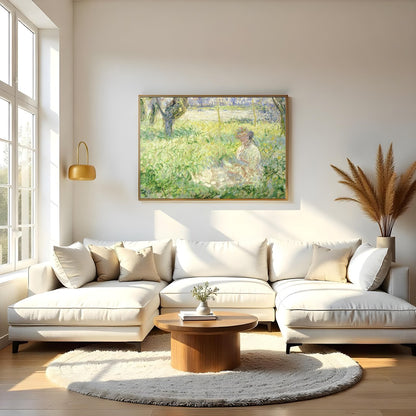 Experience the tranquil charm of this Impressionist masterpiece, capturing a serene woman amidst a for Living Room