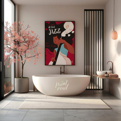 This stylish and energetic poster advertises a “Jazz Festival” with the bold title “APP that JAZZ”.… for bathroom