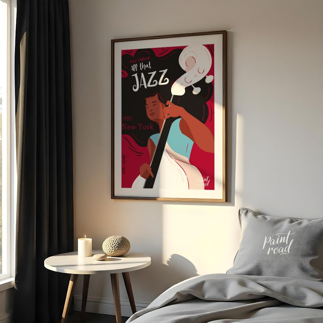 This stylish and energetic poster advertises a “Jazz Festival” with the bold title “APP that JAZZ”.… for bedroom
