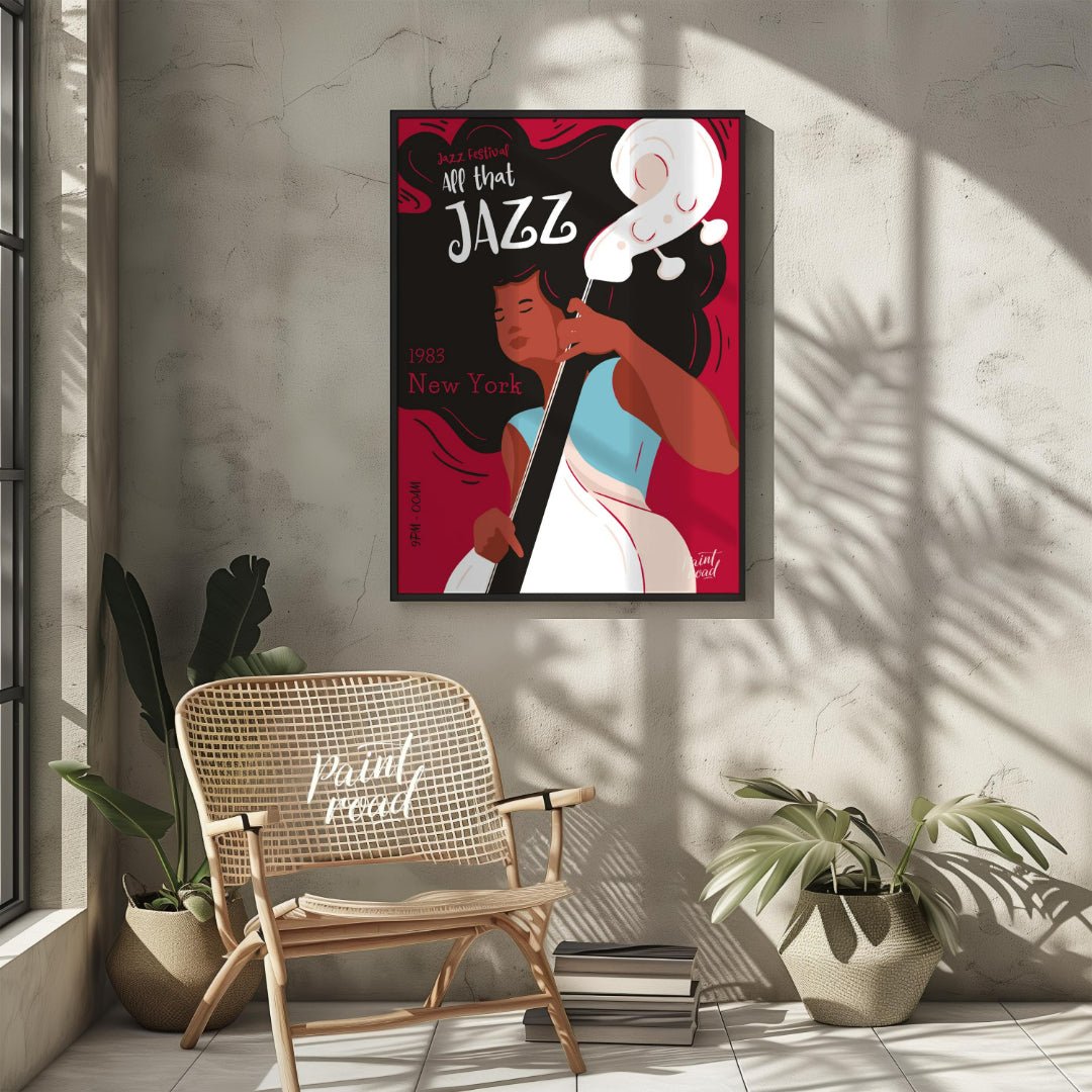 This stylish and energetic poster advertises a “Jazz Festival” with the bold title “APP that JAZZ”.… for other