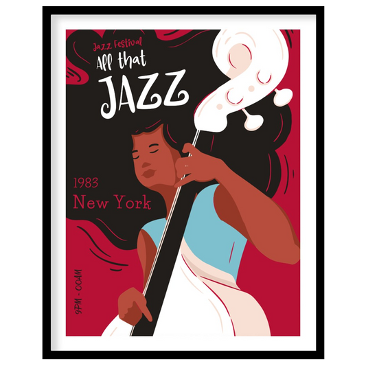This stylish and energetic poster advertises a “Jazz Festival” with the bold title “APP that JAZZ”.… for place