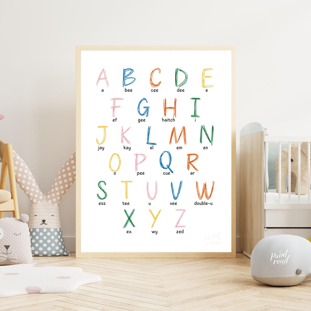 This vibrant and highly practical educational poster presents the full English alphabet, with each … for nursery