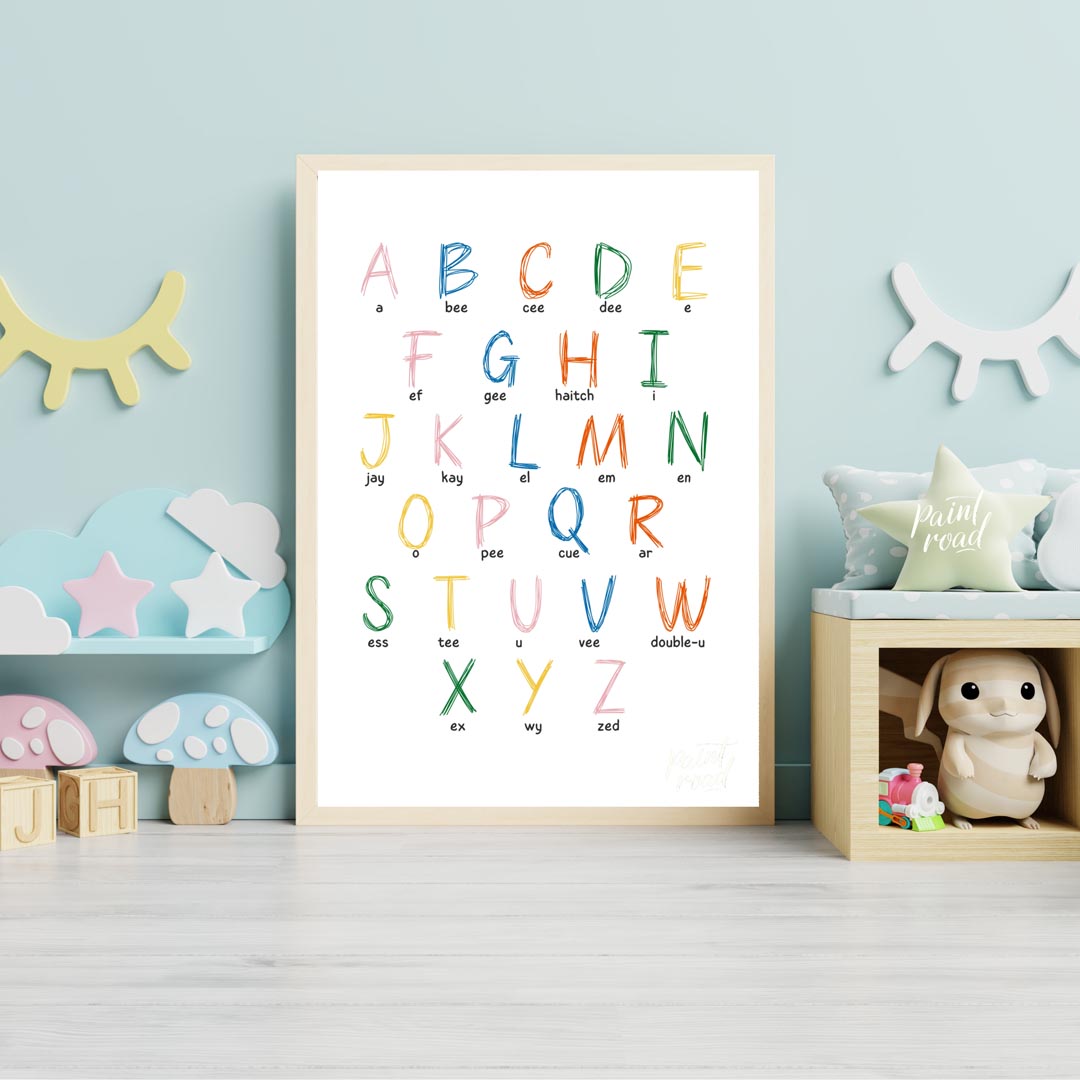 This vibrant and highly practical educational poster presents the full English alphabet, with each … for nursery