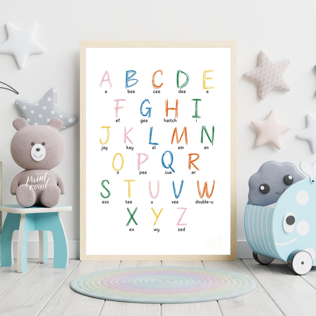 This vibrant and highly practical educational poster presents the full English alphabet, with each … for nursery