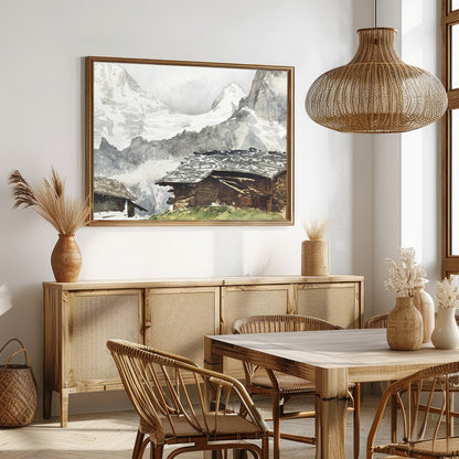Capture the tranquil beauty of the alpine landscape with this exquisite painting. This artwork for Dining